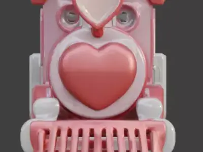 Stylized 3D Valentine  Train Model Low-poly 3D model purchase