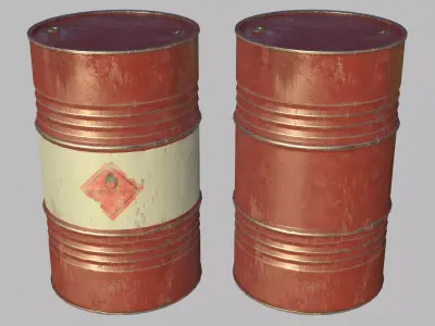 PBR Chemical Barrel Game Asset With LODs Low-poly 3D model