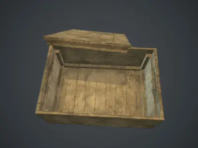 Wooden Box PBR Game Ready Low-poly 3D model
