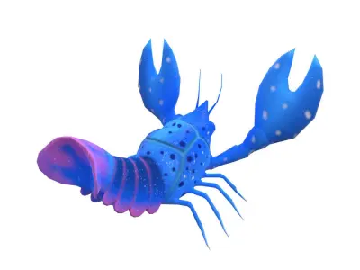 Blue Crayfish animated Low-poly 3D model
