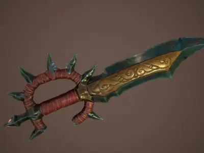 Stylized goblin dagger game ready PBR low-poly Free low-poly 3D model