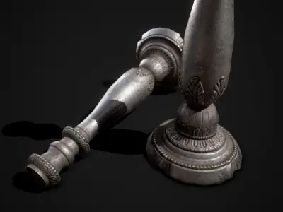 PBR Candlestick silver in form of person Low-poly 3D model