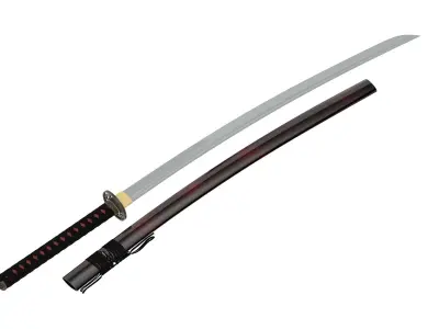 Katana samurai sword Low-poly 3D model 18