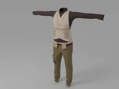 WW1 Fighter Pilot Uniform Low-poly 3D model