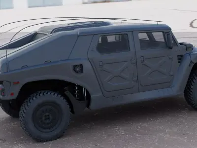 Military Vehicle Humvee HMMWV Concept Black Color 3D model