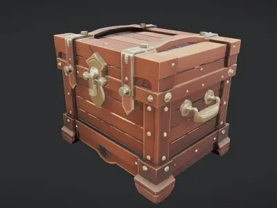 antique wooden treasure chest 3D model