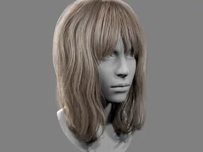 Realtime Medium Length Hairstyle 3D model