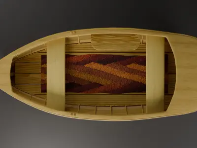 Wooden Boat Low-poly 3D model 5