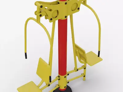 Outdoor fitness exercise equipment double seated chest press 3D model