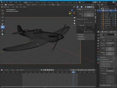 Low poly game ready  supermarine spitfire aircraft from wwii Low-poly 3D model
