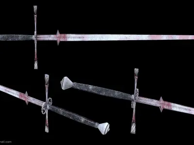 Glacial Sword Low-poly 3D model