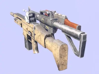 Low-poly and Mid-poly weapon model with PBR Textures Low-poly 3D model