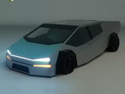 Low Poly Sci-Fi Car 02 Low-poly 3D model