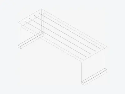 Upholstered Bench - Contemporary - Arch - Small Low-poly 3D model