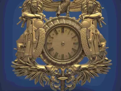 Carved clock for 3D printing and CNC 3D print model 23