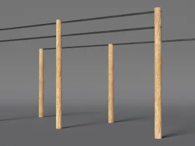 Outdoor Wooden Sports Crossbars 3D model