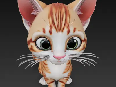 Optimized Low-Poly Kitten 3D Model UE5- Unity Real-Time Ready Low-poly 3D model 2