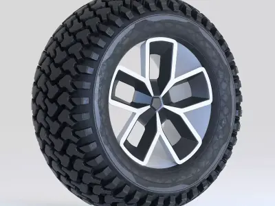 Offroad Tire Wheel Design Rim Low-poly 3D model