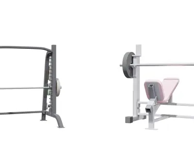 Gym machine equipment Smith machine and Incline bench 3D model