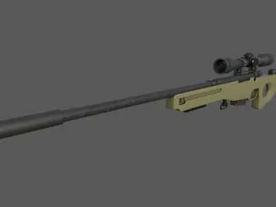 L96A1 Sniper Rifle Low-poly 3D model