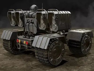 UGV Concept-3-Grey-Dirty Low-poly 3D model