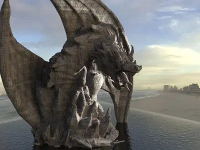 Dragon Monolith statue 2 3D model