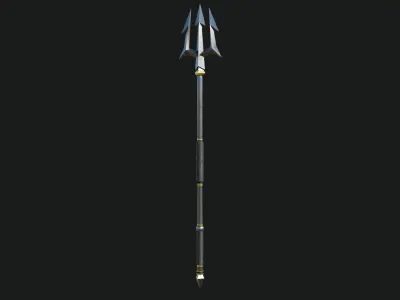 Trident Medieval Sliver All PBR Unity UE Textures Included Low-poly 3D model