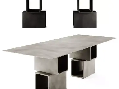 Pulkra Manifesto 2 4 Rectangular Cement Table 3D model
