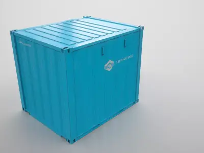 Intermodal Shipping Container 10-foot-long Blue Low-poly 3D model