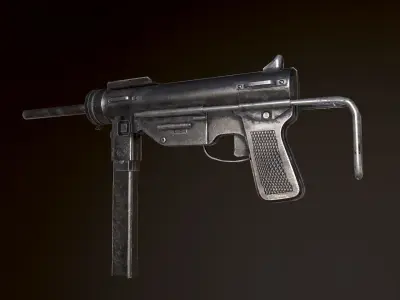 M3 WW2 US submachine gun Low-poly 3D model