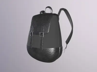 Backpack leather Low-poly 3D model