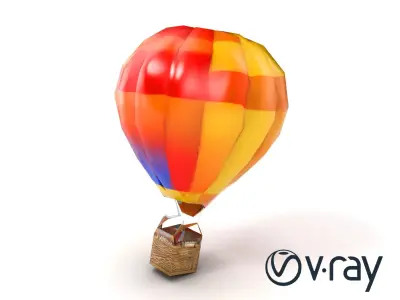 Rainbow Gradient Hot Air Balloon 3D Model Pack Low-poly 3D model