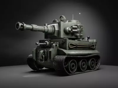 Stylized battle tank Tiger Low-poly 3D model