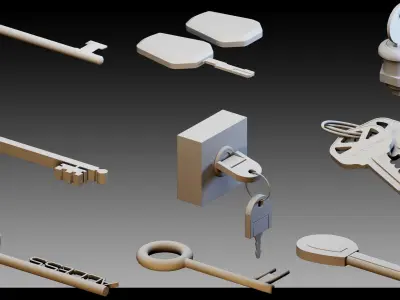 120 Keys and Locks- High detail 3d models 3D model
