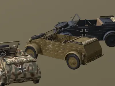 Kubelwagen Afrikakorps Grau Leib Wald camo pack 3D model