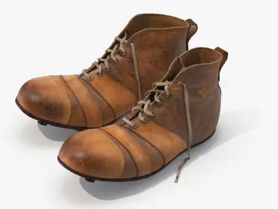 Vintage Leather Football Boots Fur 3D model