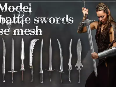 10 Model of battle swords base mesh Low-poly 3D model