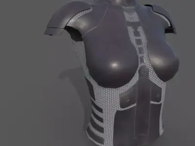 Simple sci-fi female black armor Low-poly 3D model Low-poly 3D model