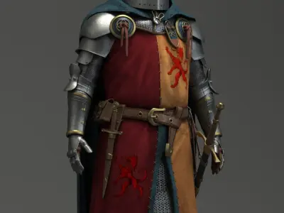 Knight in armor with horns 3D model