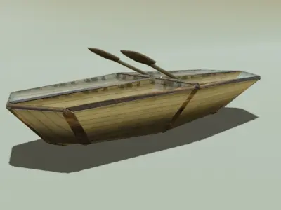 Lowpoly wooden boat Low-poly 3D model