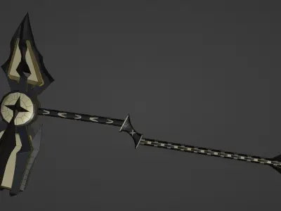 a fantasy large gold hammer  Free low-poly 3D model