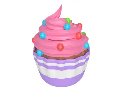 Cartoon Cupcake  Low-poly 3D model