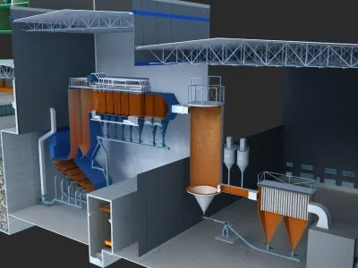 Waste burning power generation 3D model