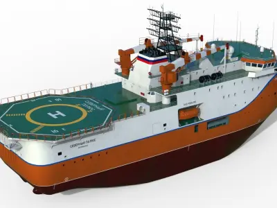 Ice-resistant self-propelled platform North Pole Project 00903 3D model