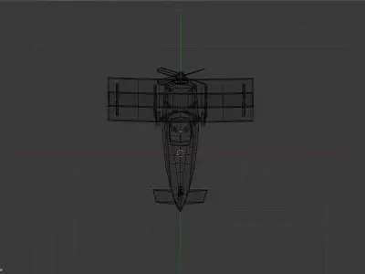 low poly plane biplane on road in desert Low-poly 3D model