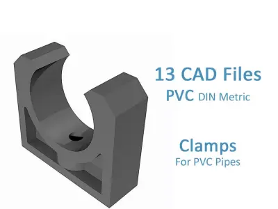 Clamps For PVC DIN Metric Pipes Free 3D model