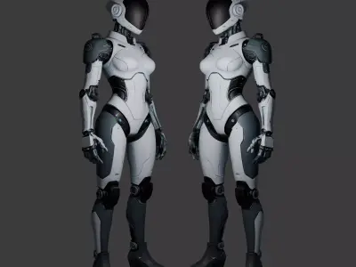 Humanoid Robot  Sleek Bipedal Female Model Low-poly 3D model