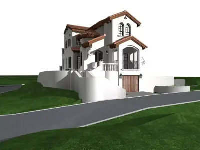 Villa house on hill 3D model