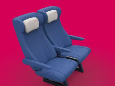 Train seat Plane passenger seats with pillow and armrest 3D model