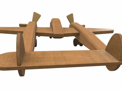 Wooden airplane toy p-38 Free 3D model